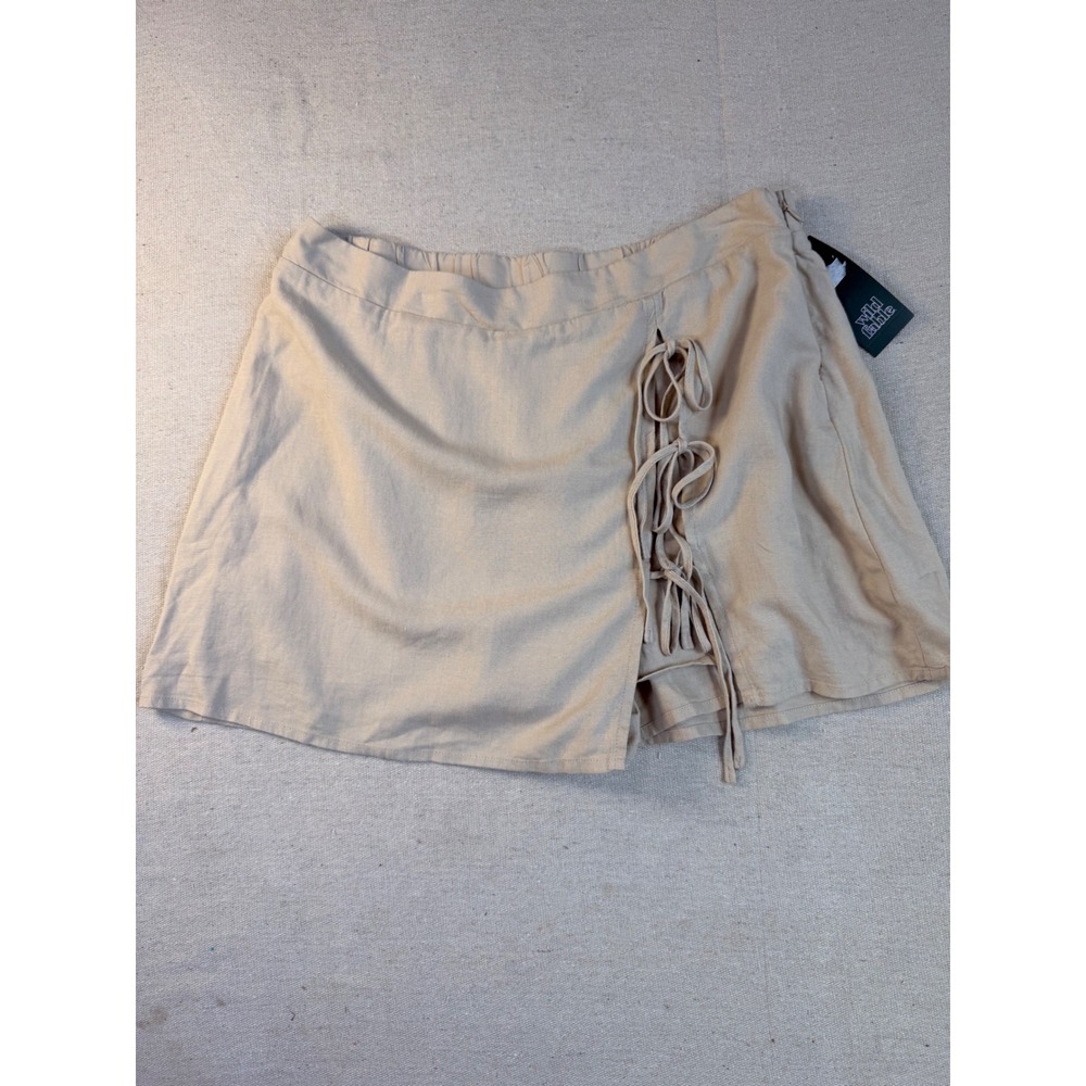 Wild Fable Beige Linen Blend Lace Up Mini Skort Womens Size Small NWT - Picture 4 of 6